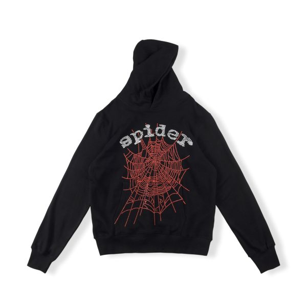Sp5der Og Rhinestone Logo hoodie